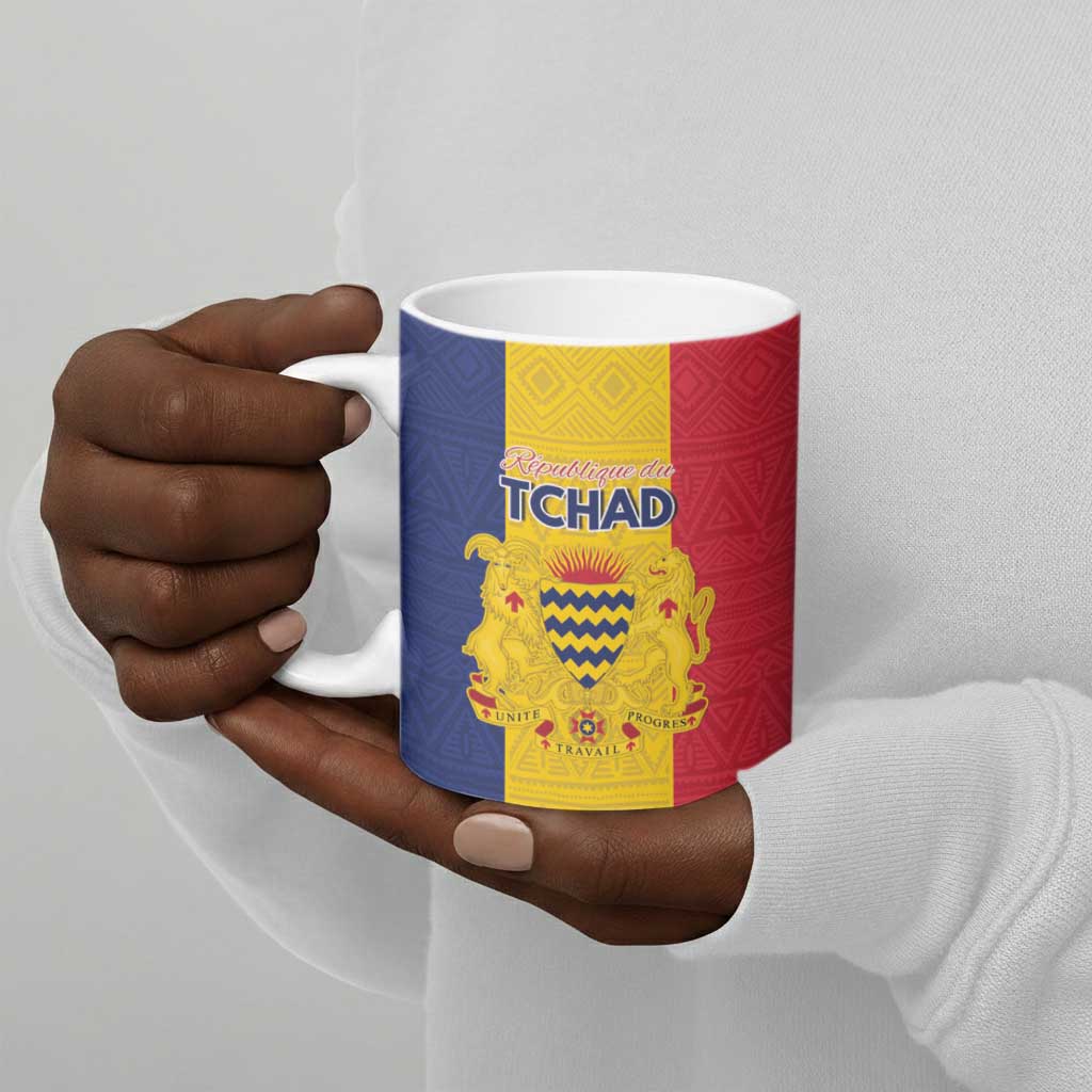 Personalized Chad Ceramic Mug Coat Of Arms - Flag Style