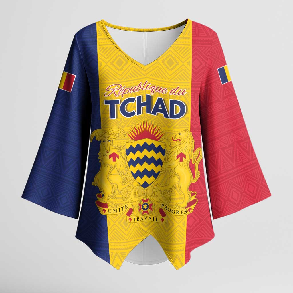 Personalized Chad Kimono Sleeve Blouse Coat Of Arms - Flag Style