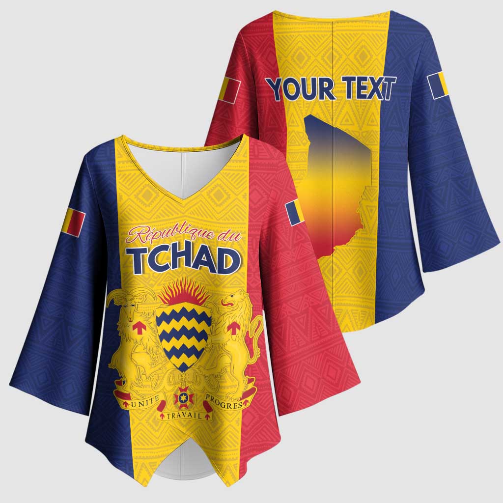 Personalized Chad Kimono Sleeve Blouse Coat Of Arms - Flag Style