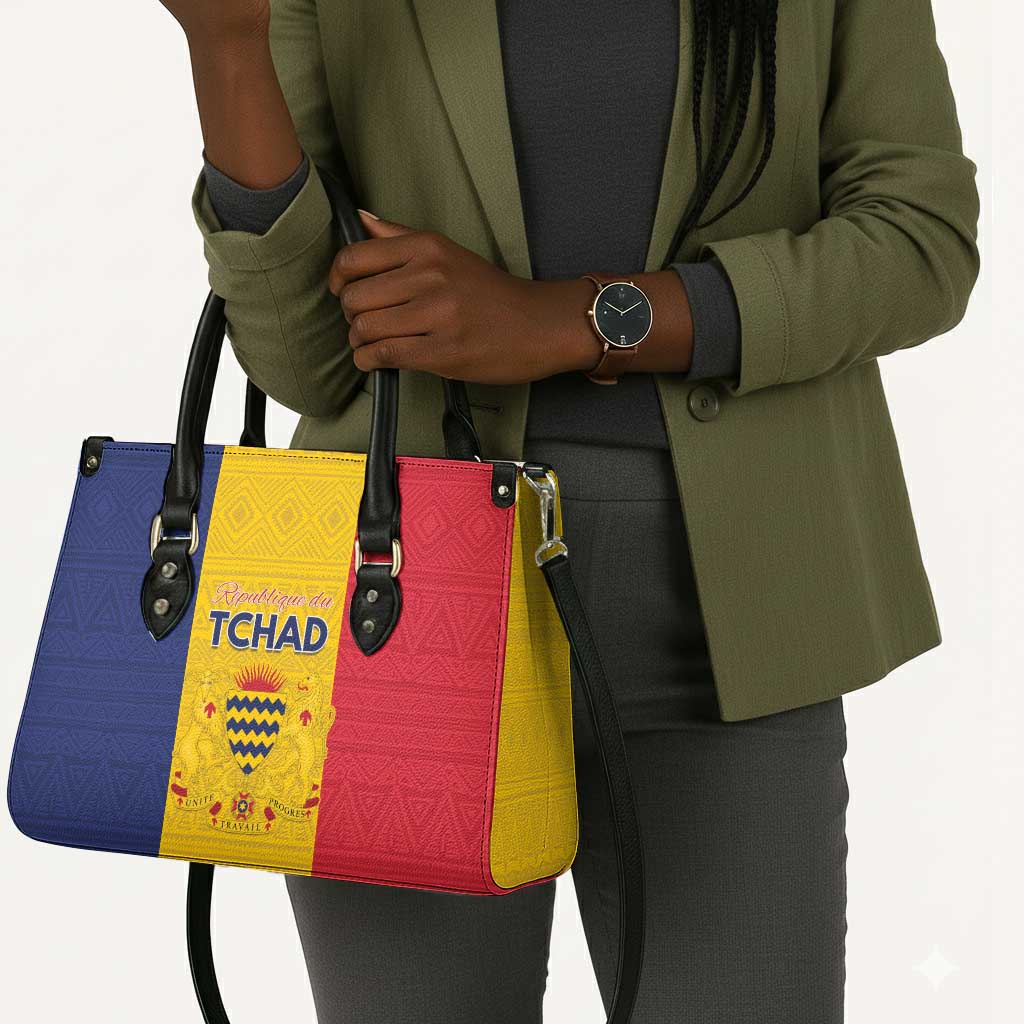Chad Leather Bag Coat Of Arms - Flag Style