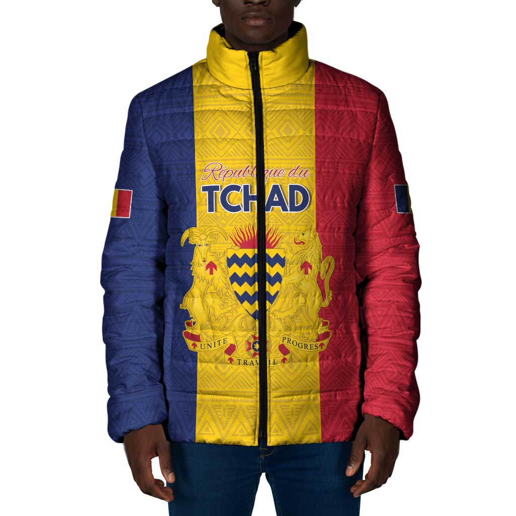 Personalized Chad Padded Jacket Coat Of Arms - Flag Style