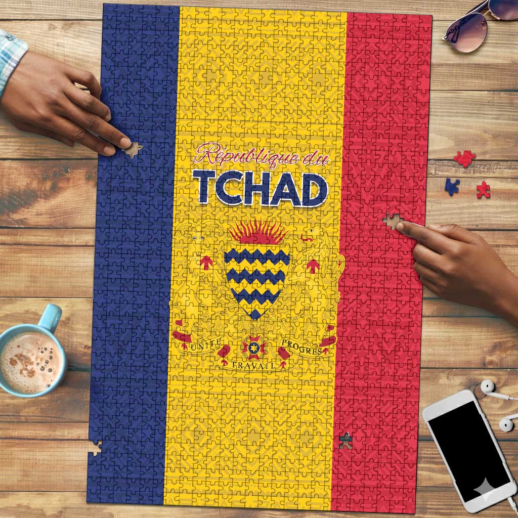Chad Puzzle Coat Of Arms - Flag Style