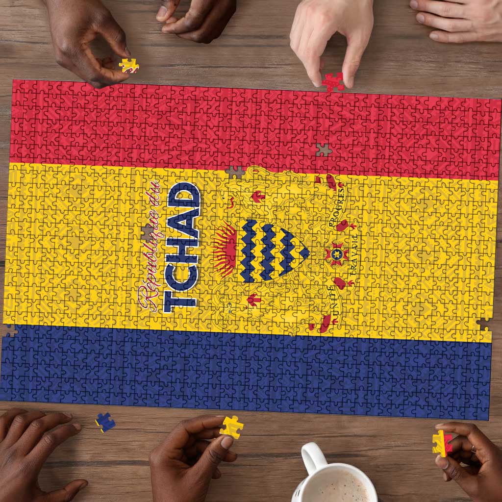 Chad Puzzle Coat Of Arms - Flag Style