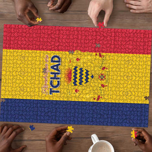Chad Puzzle Coat Of Arms - Flag Style