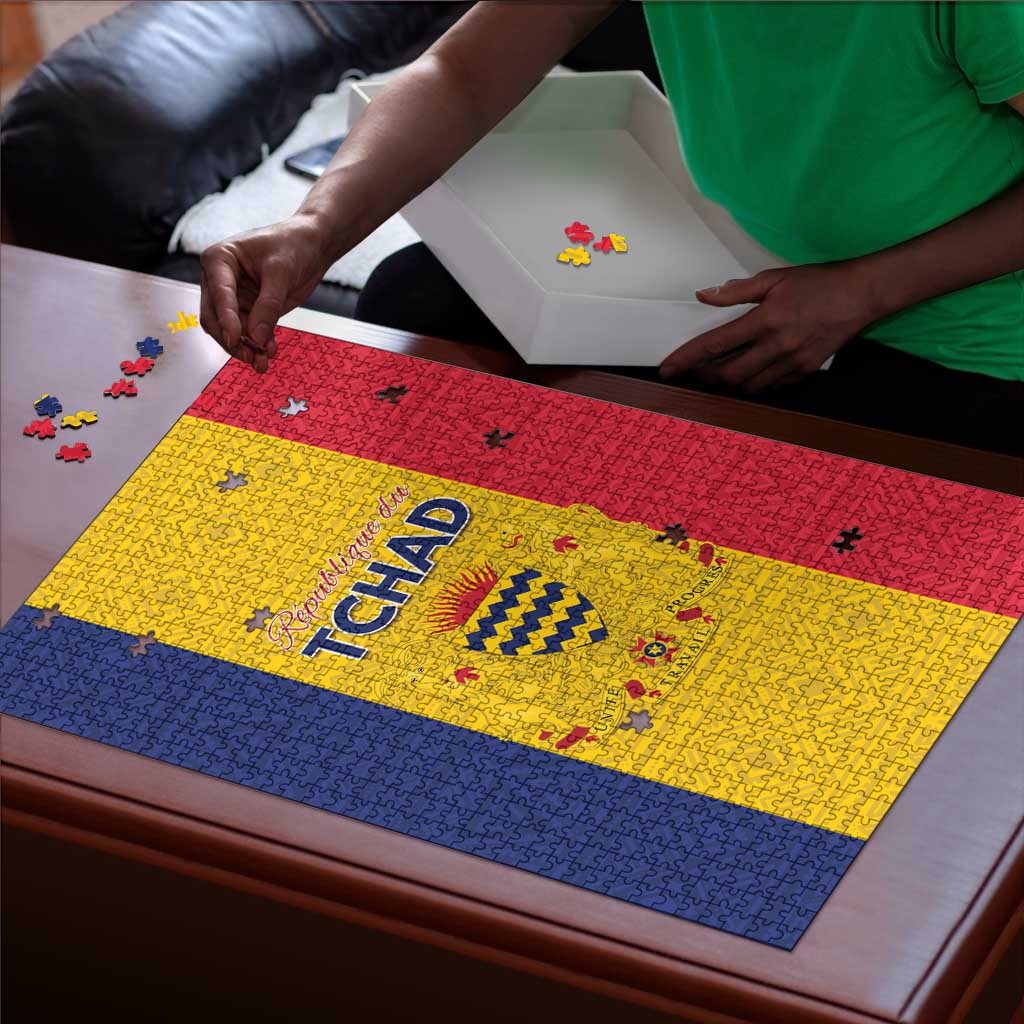 Chad Puzzle Coat Of Arms - Flag Style