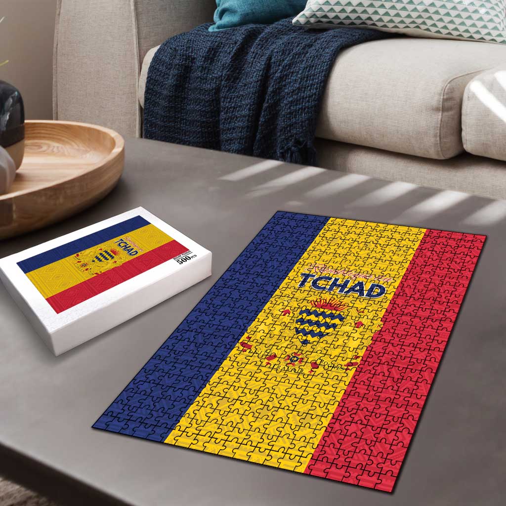 Chad Puzzle Coat Of Arms - Flag Style
