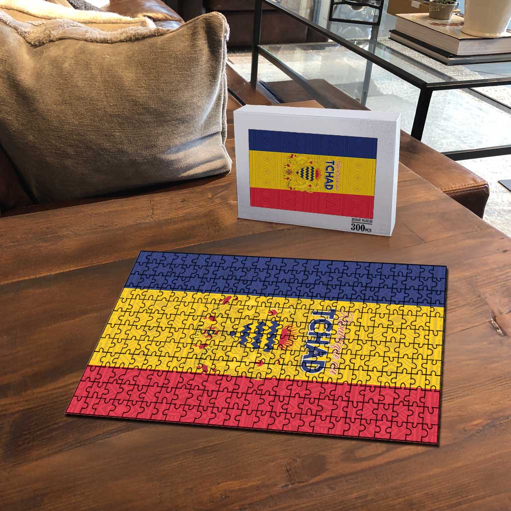Chad Puzzle Coat Of Arms - Flag Style