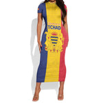 Personalized Chad Flag Style Short Sleeve Bodycon Dress African Pattern - African Pride