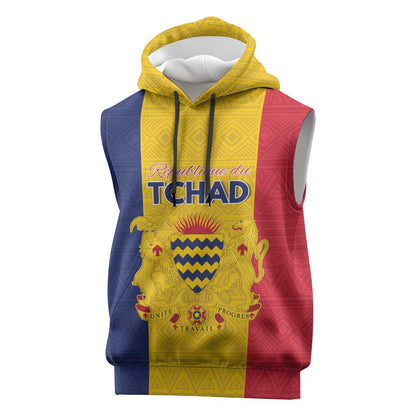 Personalized Chad Flag Style Sleeveless Hoodie African Pattern - African Pride