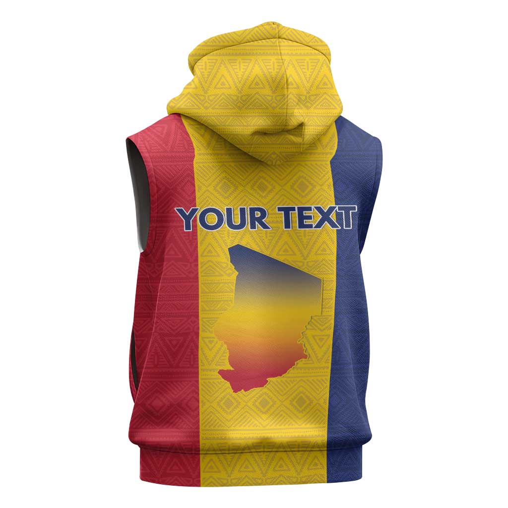 Personalized Chad Flag Style Sleeveless Hoodie African Pattern - African Pride
