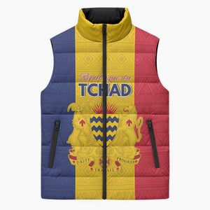 Personalized Chad Sleeveless Puffer Jacket Coat Of Arms - Flag Style