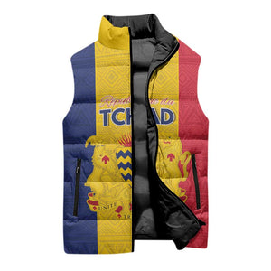 Personalized Chad Sleeveless Puffer Jacket Coat Of Arms - Flag Style