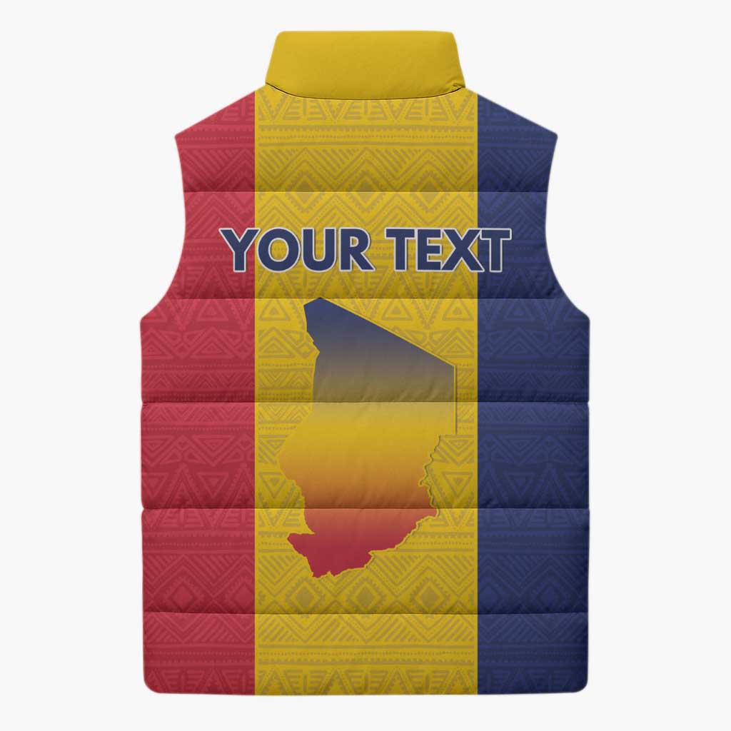 Personalized Chad Sleeveless Puffer Jacket Coat Of Arms - Flag Style