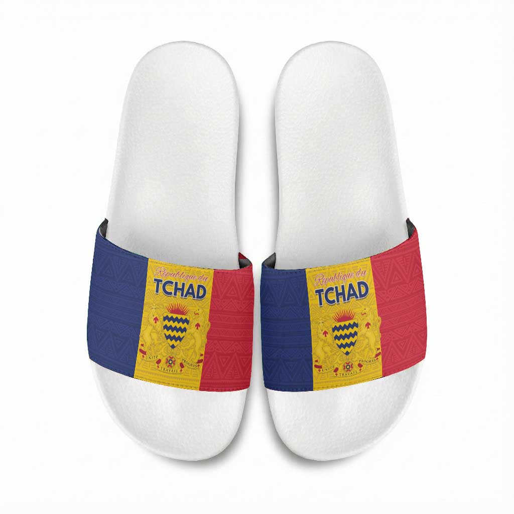 Chad Slide Sandals Coat Of Arms - Flag Style