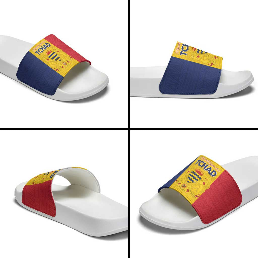 Chad Slide Sandals Coat Of Arms - Flag Style