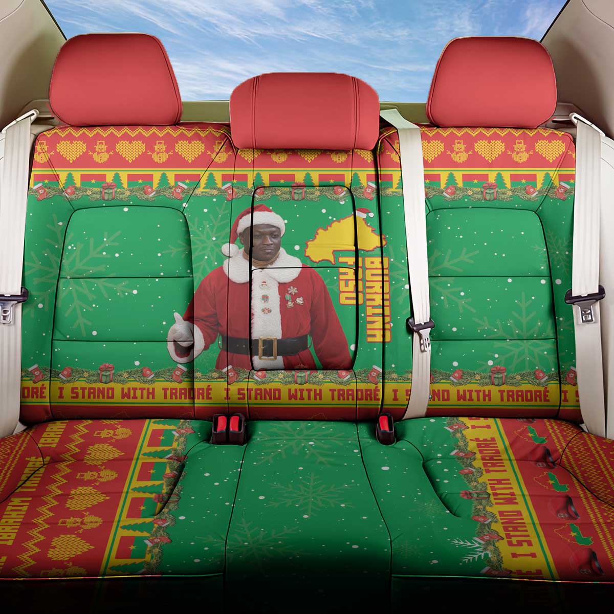 Afro Burkina Faso Christmas Spirit Back Car Seat Cover Stand With Traore Stand With Hope - African Pride