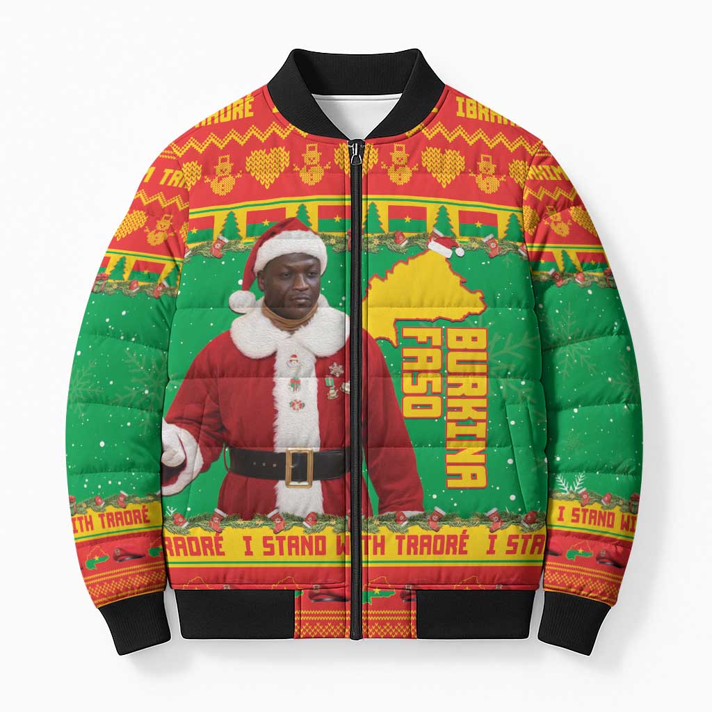 Burkina Faso Christmas Bomber Puffer Jacket I Stand With Traore