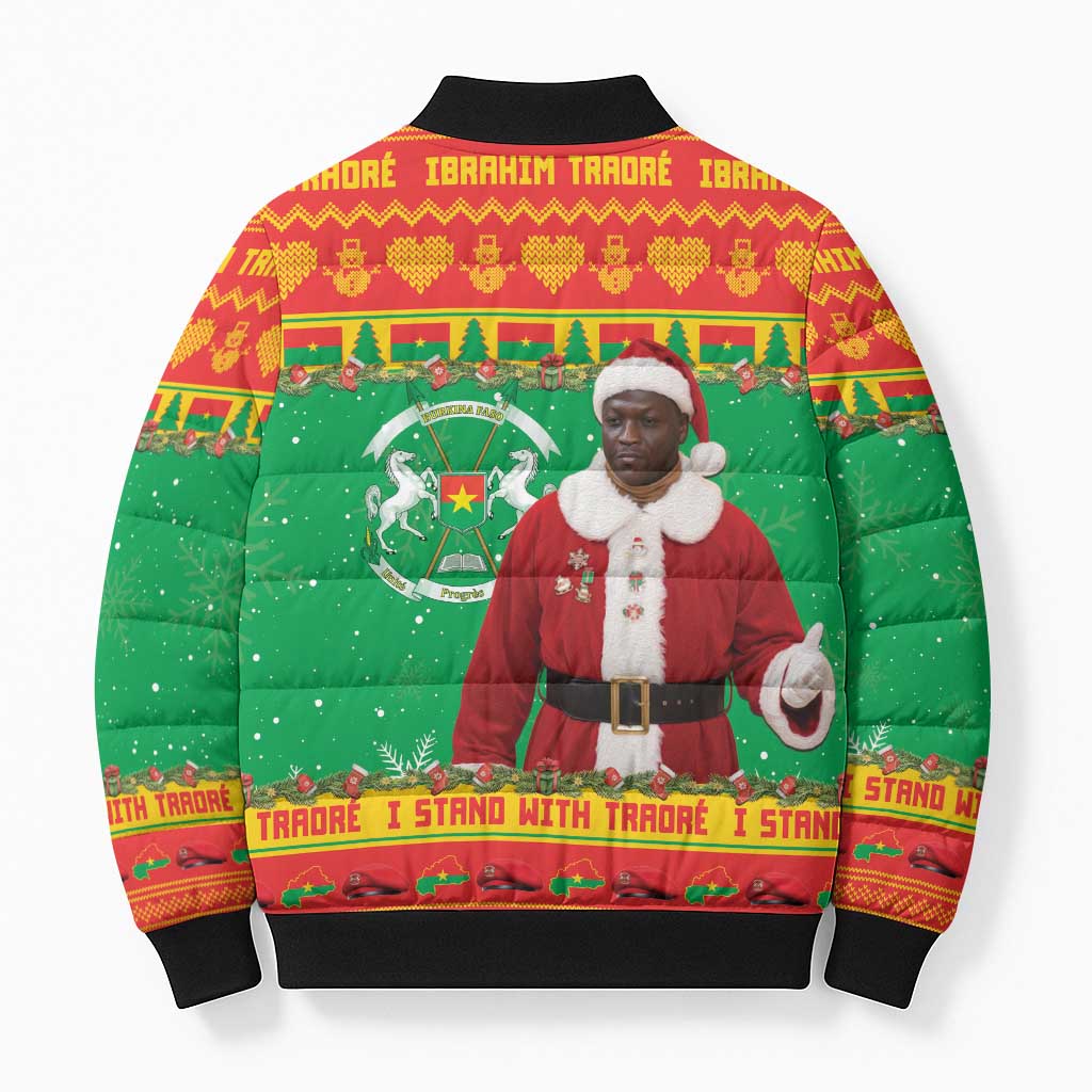 Burkina Faso Christmas Bomber Puffer Jacket I Stand With Traore
