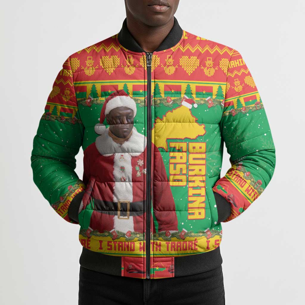 Burkina Faso Christmas Bomber Puffer Jacket I Stand With Traore
