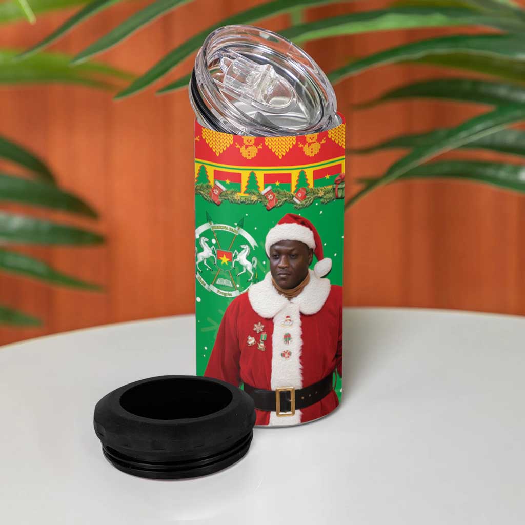 Afro Burkina Faso Christmas Spirit 4 in 1 Can Cooler Tumbler Stand With Traore Stand With Hope - African Pride