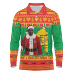Afro Burkina Faso Christmas Spirit Long Sleeve Polo Shirt Stand With Traore Stand With Hope - African Pride