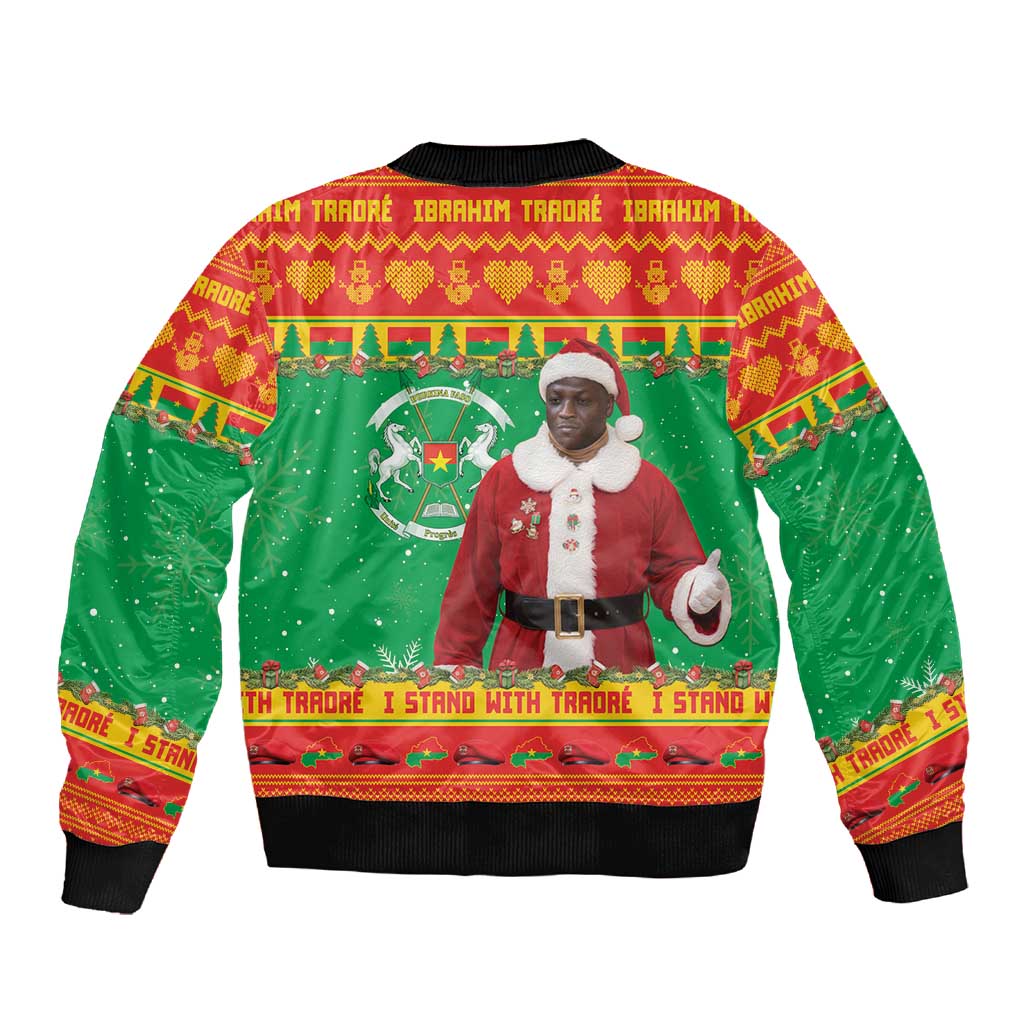 Afro Burkina Faso Christmas Spirit Sleeve Zip Bomber Jacket Stand With Traore Stand With Hope - African Pride