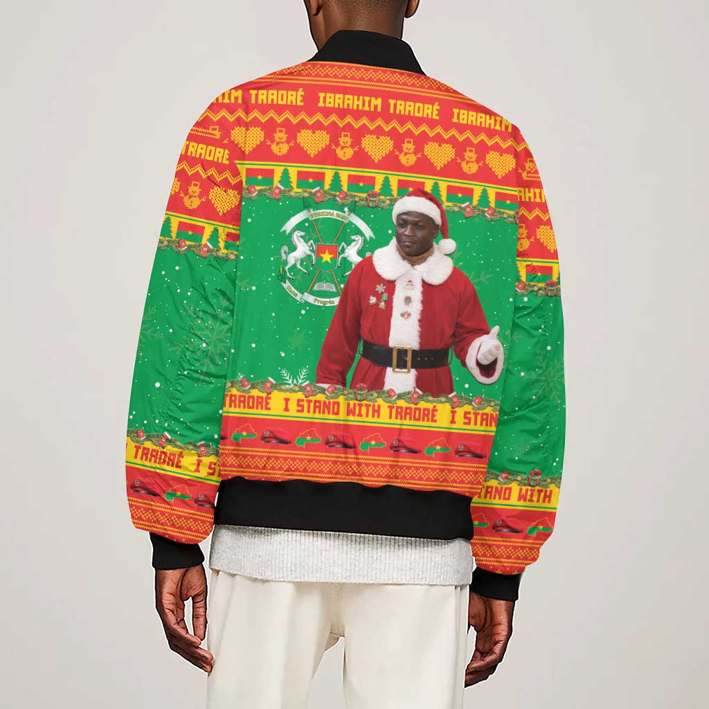 Afro Burkina Faso Christmas Spirit Sleeve Zip Bomber Jacket Stand With Traore Stand With Hope - African Pride