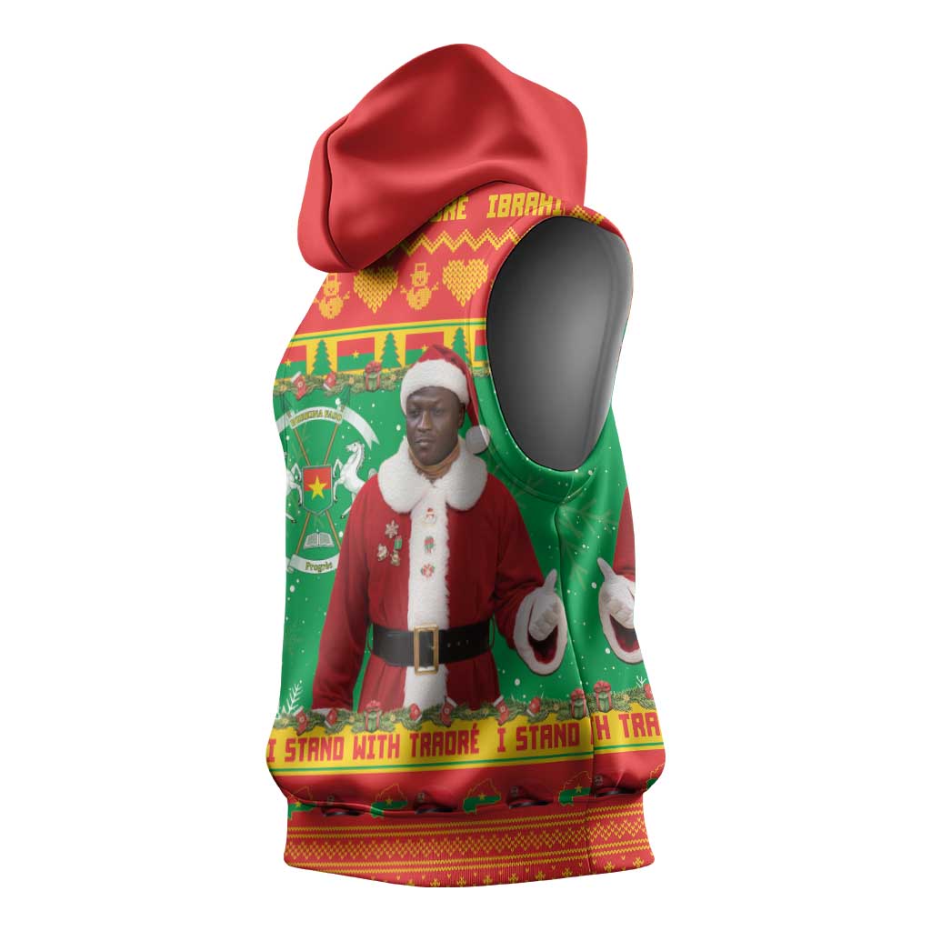 Afro Burkina Faso Christmas Spirit Sleeveless Hoodie Stand With Traore Stand With Hope - African Pride