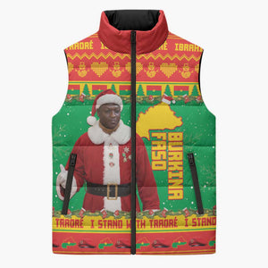 Burkina Faso Christmas Sleeveless Puffer Jacket I Stand With Traore