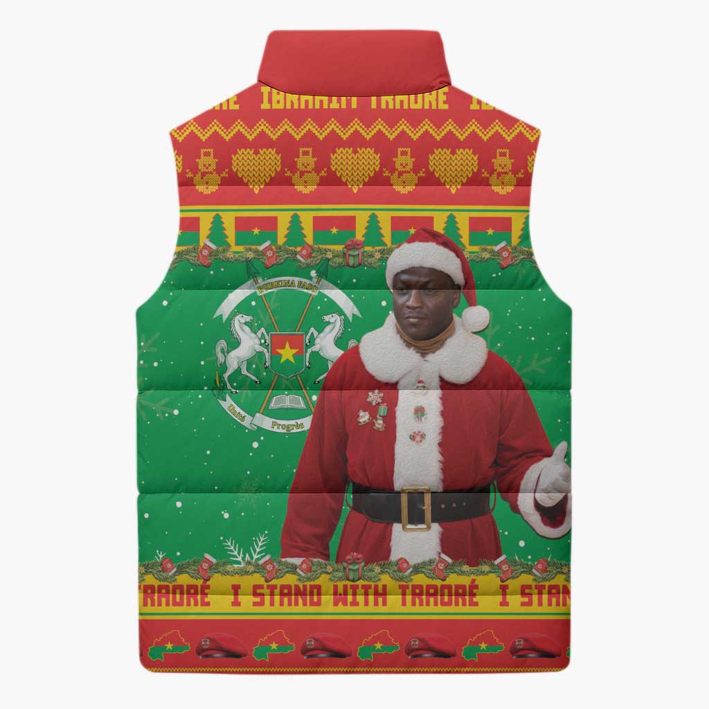 Burkina Faso Christmas Sleeveless Puffer Jacket I Stand With Traore