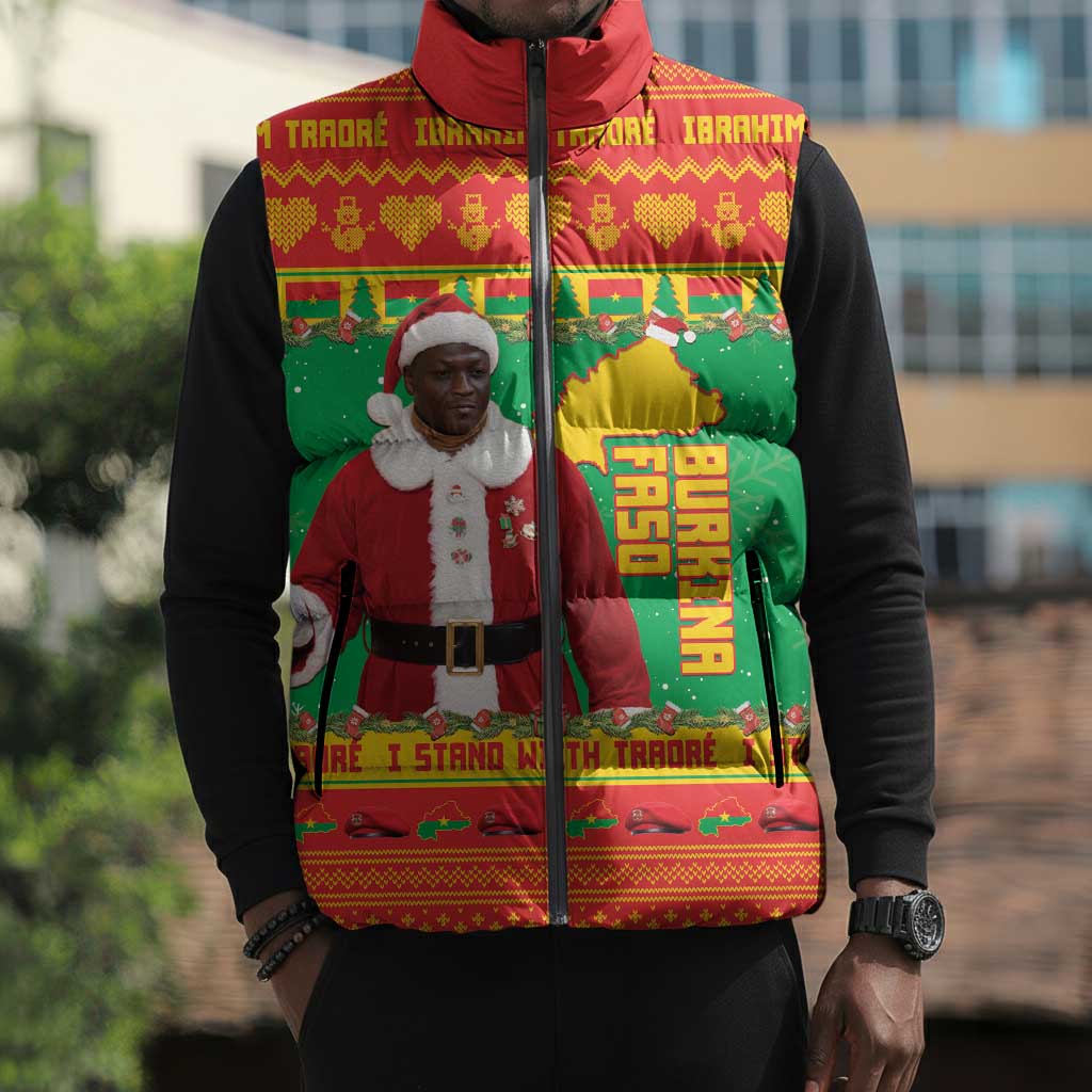 Burkina Faso Christmas Sleeveless Puffer Jacket I Stand With Traore
