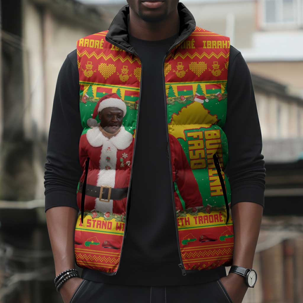 Burkina Faso Christmas Sleeveless Puffer Jacket I Stand With Traore