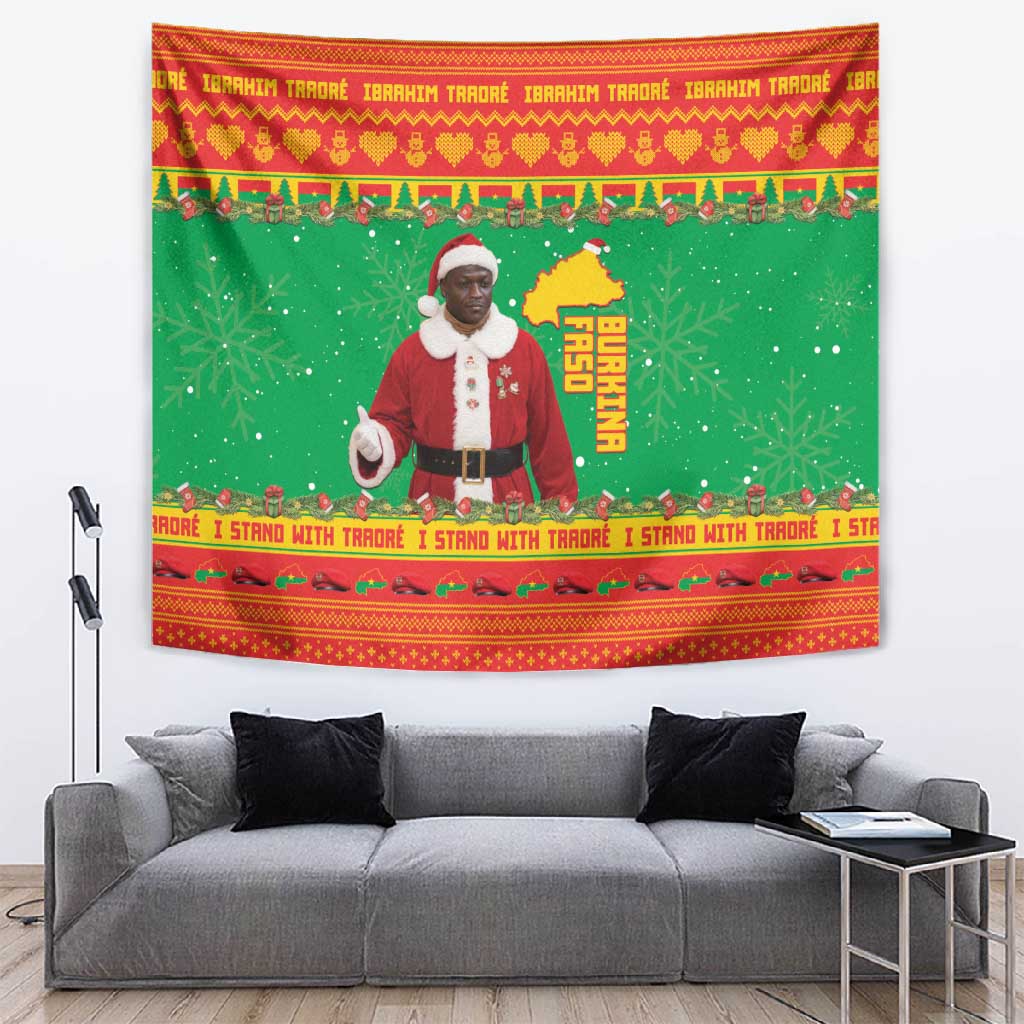 Afro Burkina Faso Christmas Spirit Tapestry Stand With Traore Stand With Hope - African Pride