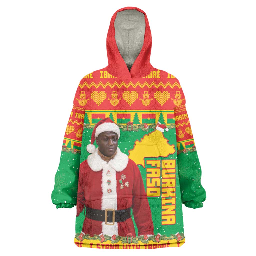 Afro Burkina Faso Christmas Spirit Wearable Blanket Hoodie Stand With Traore Stand With Hope - African Pride