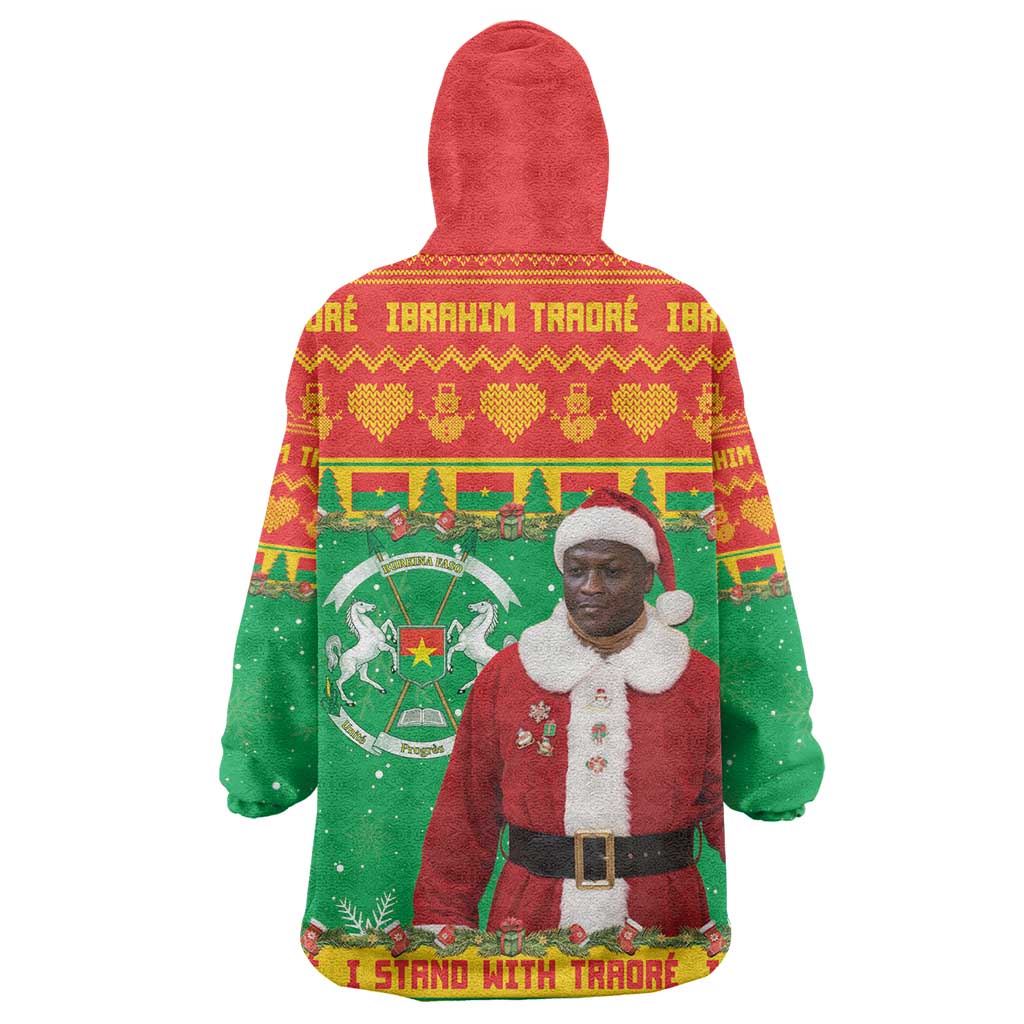Afro Burkina Faso Christmas Spirit Wearable Blanket Hoodie Stand With Traore Stand With Hope - African Pride