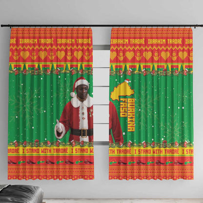 Afro Burkina Faso Christmas Spirit Window Curtain Stand With Traore Stand With Hope - African Pride