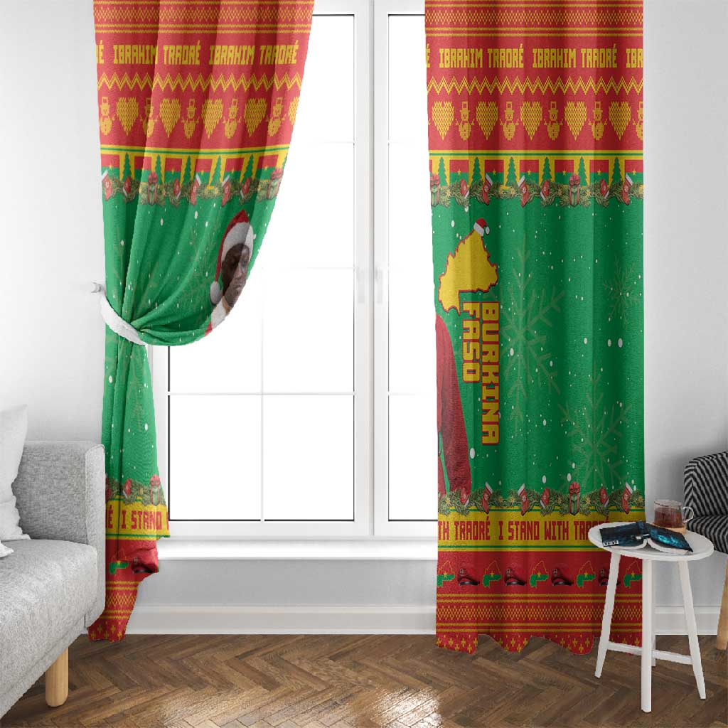Afro Burkina Faso Christmas Spirit Window Curtain Stand With Traore Stand With Hope - African Pride