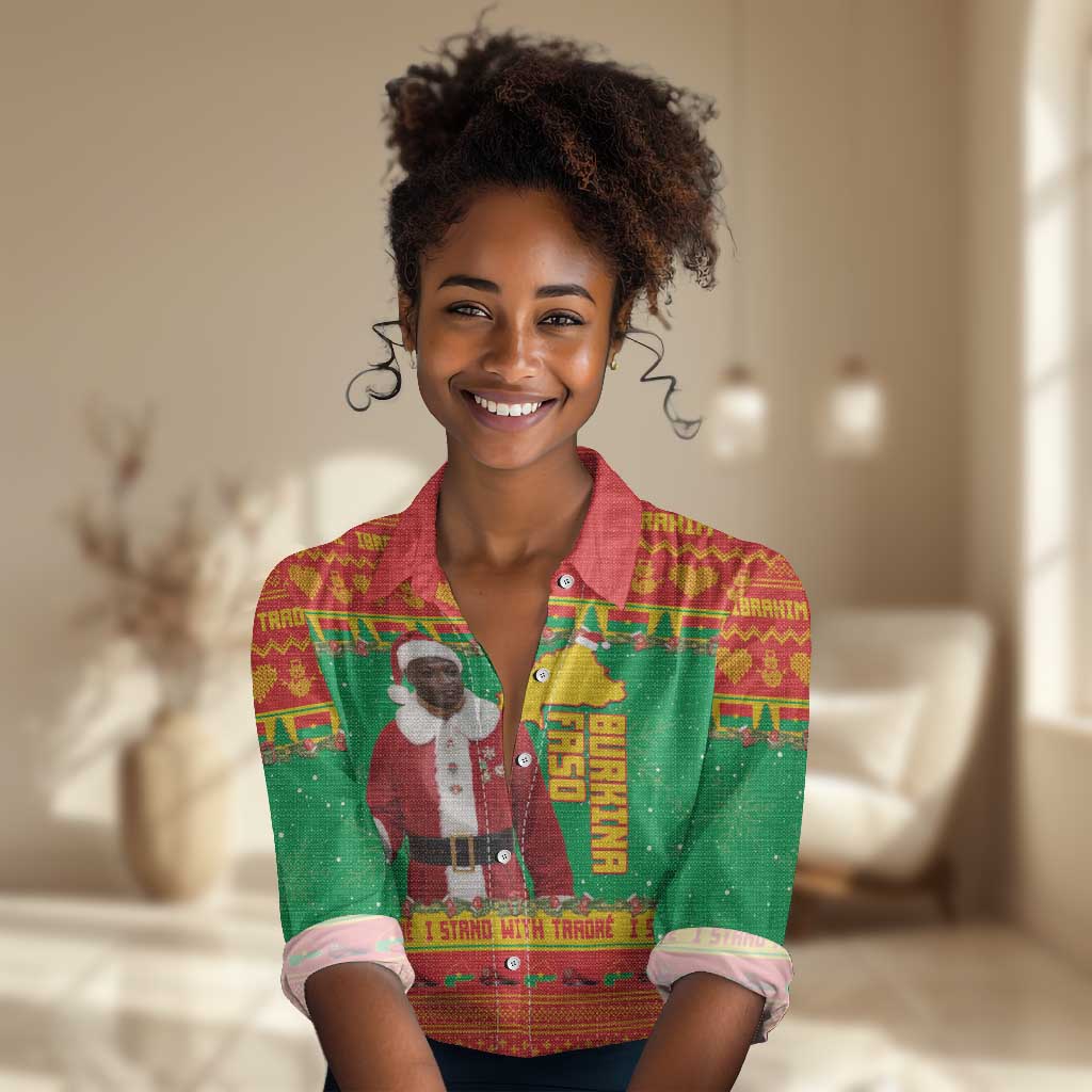 Afro Burkina Faso Christmas Spirit Women Casual Shirt Stand With Traore Stand With Hope - African Pride