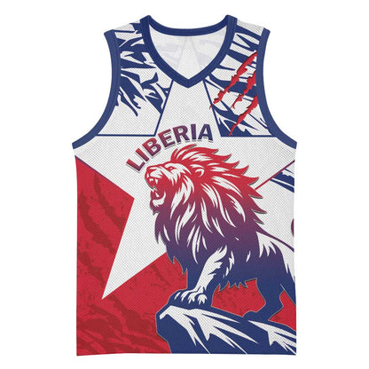 Personalised Afro Liberia Basketball Jersey African King Lion - Grunge Style LT15