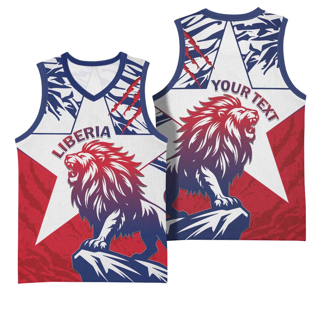 Personalised Afro Liberia Basketball Jersey African King Lion - Grunge Style LT15