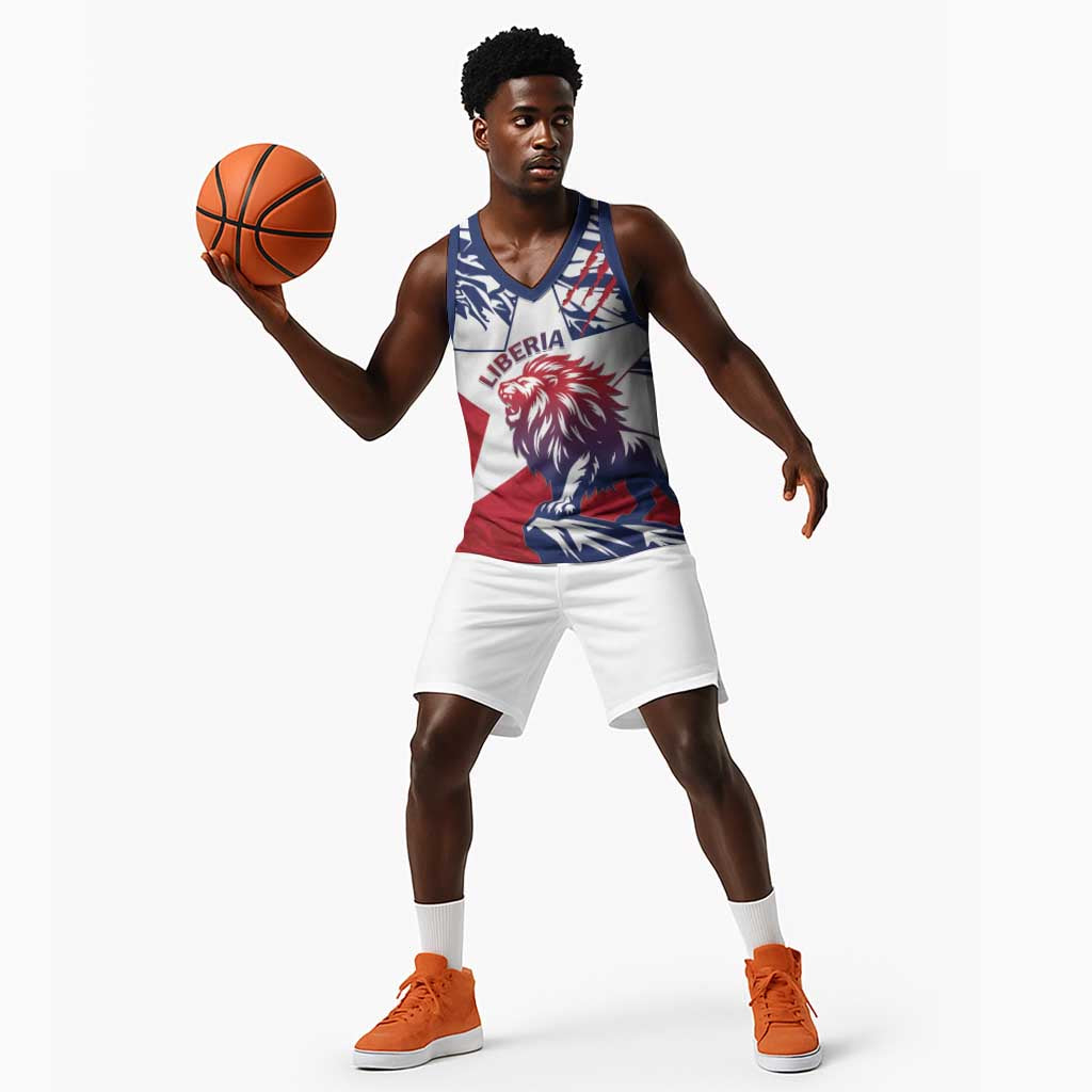 Personalised Afro Liberia Basketball Jersey African King Lion - Grunge Style LT15