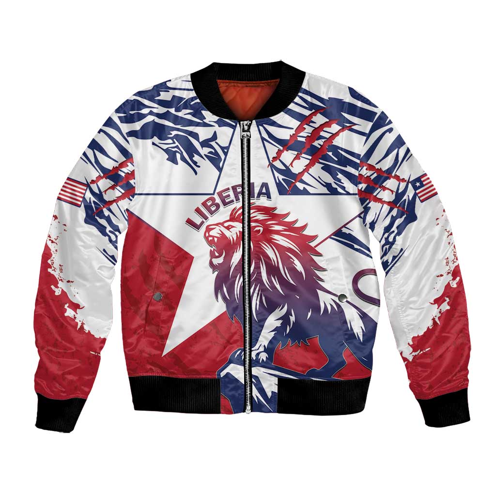 Personalised Afro Liberia Bomber Jacket African King Lion - Grunge Style