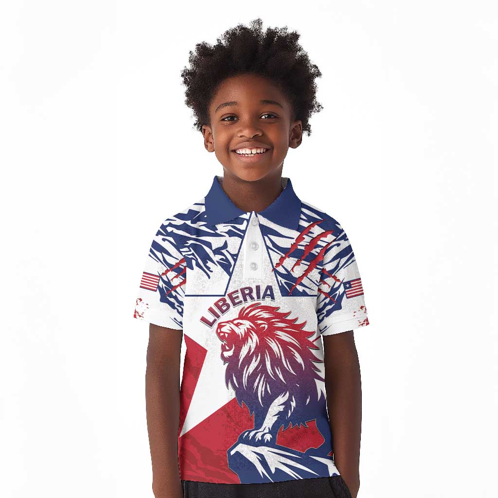 Personalised Afro Liberia Kid Polo Shirt African King Lion - Grunge Style