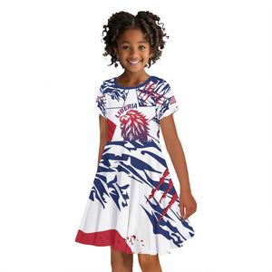 Personalised Afro Liberia Kid Short Sleeve Dress African King Lion - Grunge Style