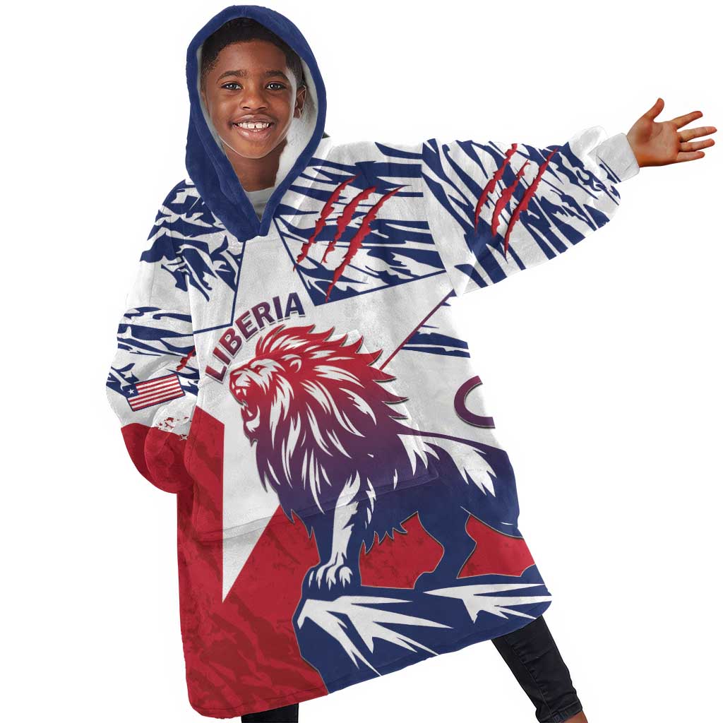 Personalised Afro Liberia Kid Wearable Blanket Hoodie African King Lion - Grunge Style