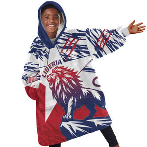 Personalised Afro Liberia Kid Wearable Blanket Hoodie African King Lion - Grunge Style