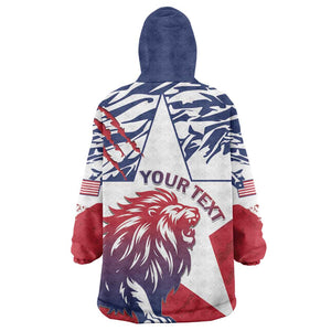 Personalised Afro Liberia Kid Wearable Blanket Hoodie African King Lion - Grunge Style