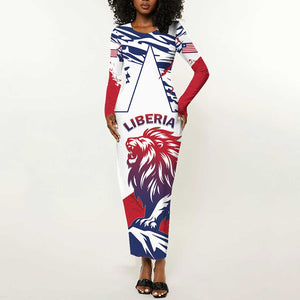 Personalised Afro Liberia Long Sleeve Bodycon Dress African King Lion - Grunge Style