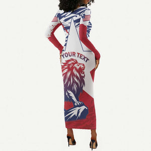 Personalised Afro Liberia Long Sleeve Bodycon Dress African King Lion - Grunge Style