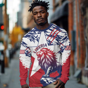 Personalised Afro Liberia Long Sleeve Shirt African King Lion - Grunge Style LT15